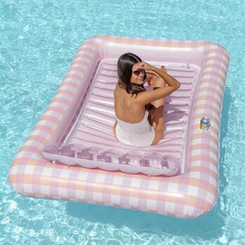 Tapis de plage et de piscine, piscine gonflable avec sous-verres, imprimé Vichy rose 4