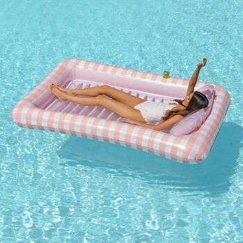 Tapis de plage et de piscine, piscine gonflable avec sous-verres, imprimé Vichy rose 9