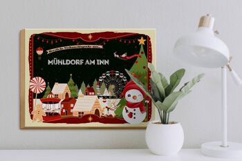 Panneau en bois Salutations de Noël MÜHLDORF AM INN cadeau 40x30cm 3