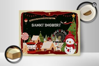 Panneau en bois Salutations de Noël de SANKT INGBERT cadeau 40x30cm 2
