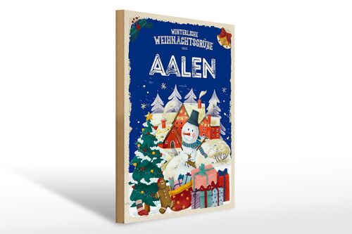 Holzschild Weihnachtsgrüße AALEN Geschenk Fest 30x40cm