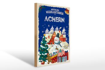 Panneau en bois Vœux de Noël ACHERN Gift Festival 30x40cm 1