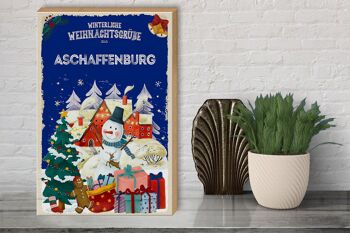 Panneau en bois Salutations de Noël ASCHAFFENBURG cadeau 30x40cm 3