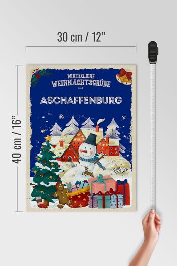 Panneau en bois Salutations de Noël ASCHAFFENBURG cadeau 30x40cm 4