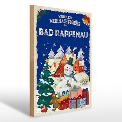 Holzschild Weihnachtsgrüße aus BAD RAPPENAU Geschenk 30x40cm