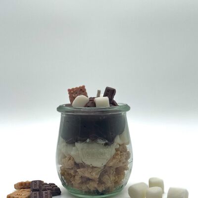 Dessert candle "Chocolate Crunch" chocolate scent - scented candle in a glass - soy wax