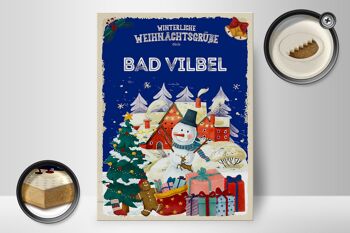 Panneau en bois voeux de Noël BAD VILBEL cadeau 30x40cm 2