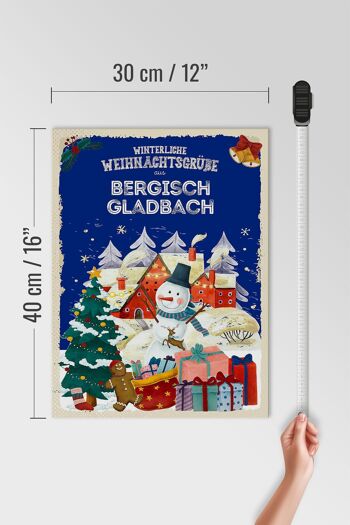 Panneau en bois Salutations de Noël de BERGISCH GLADBACH cadeau 30x40cm 4