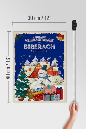 Panneau en bois Salutations de Noël de BIBERACH an der Riß cadeau 30x40cm 4