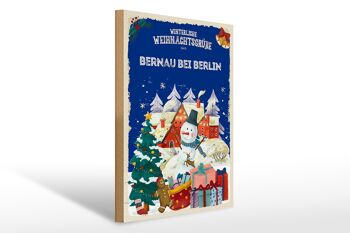 Panneau en bois Salutations de Noël BERNAU près de BERLIN cadeau 30x40cm 1