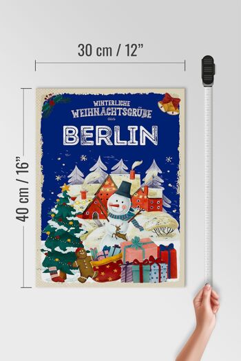 Panneau en bois Salutations de Noël de BERLIN cadeau 30x40cm 4