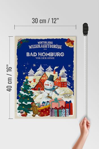 Panneau en bois Salutations de Noël de BAD-HOMBURG cadeau 30x40cm 4