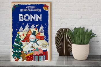 Panneau en bois Salutations de Noël de BONN cadeau 30x40cm 3