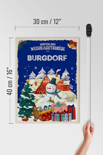 Panneau en bois Salutations de Noël BURGDORF cadeau 30x40cm 4