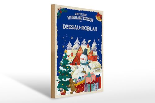 Holzschild Weihnachtsgrüße DESSAU-ROßLAU Geschenk 30x40cm