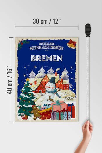 Panneau en bois Salutations de Noël de BREMEN cadeau 30x40cm 4