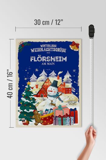Panneau en bois Vœux de Noël FLÖRSHEIM AM MAIN cadeau 30x40cm 4
