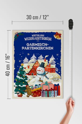 Panneau en bois Vœux de Noël GARMISCH-PARTENKIRCHEN cadeau 30x40cm 4