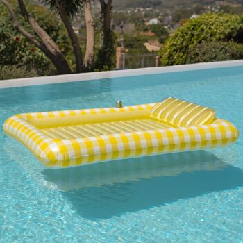 Tapis de plage et de piscine, piscine gonflable avec sous-verres, imprimé Vichy jaune 8