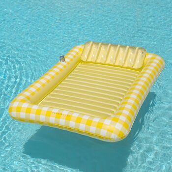 Tapis de plage et de piscine, piscine gonflable avec sous-verres, imprimé Vichy jaune 9