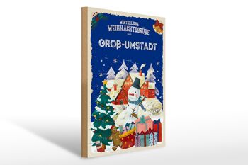 Panneau en bois Vœux de Noël GROSS-UMSTADT cadeau 30x40cm 1