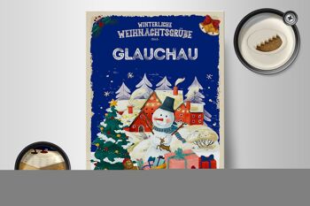 Panneau en bois voeux de Noël GLAUCHAU cadeau 30x40cm 2
