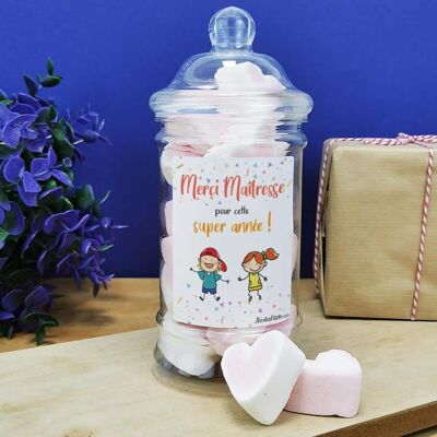 Scatola porta caramelle cuori marshmallow x15 "Grazie per quest'anno padrona"