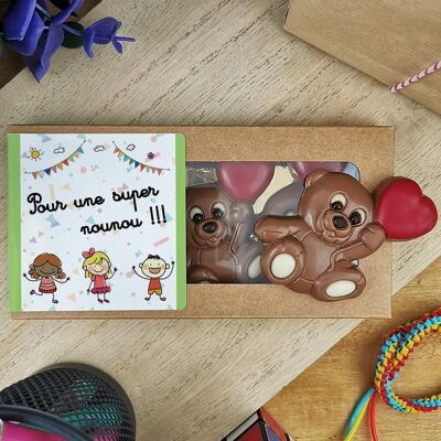 Milchschokoladen-Teddybären x3 „Für eine Super-Nanny“