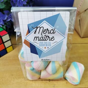 Sachet guimauves torsades x 10 "Merci Maître" 2