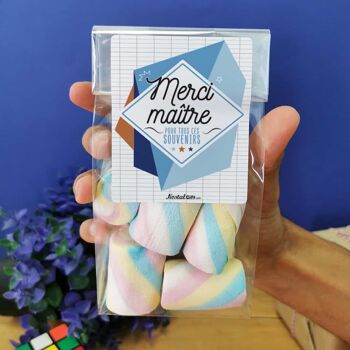 Sachet guimauves torsades x 10 "Merci Maître" 4