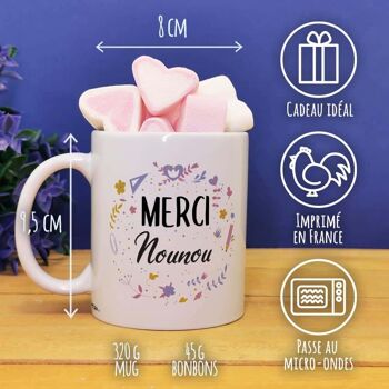 Mug "Merci nounou" et ses guimauves coeurs x10 4