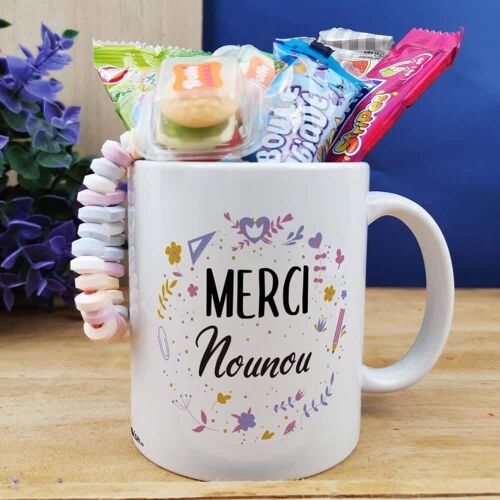 Mug bonbons des années 2000 "Merci nounou"