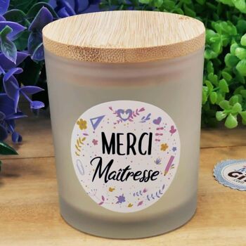 Petite Bougie top bois "Merci Maîtresse" 4