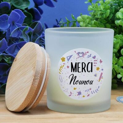 Small wooden top candle "Thank you Nanny"