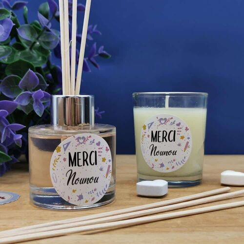 Nanny gift box - Perfume diffuser set + Candle - "Merci Nounou"