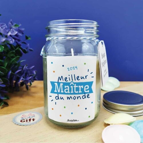 Bougie Jar "Meilleur maître du monde" - Cadeau pour Maître