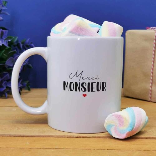 Mug "Merci monsieur" et ses guimauves torsade x5