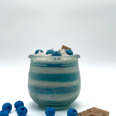 Vela de postre "Blueberry Yoghurt" aroma de arándanos y vainilla - vela perfumada en vaso - cera de soja
