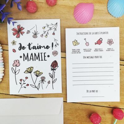 Carte à planter "Je t'aime Mamie"