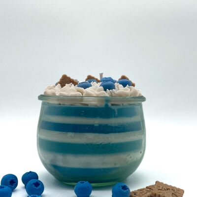 Bougie dessert "Blueberry Yoghurt" parfum myrtille-vanille - bougie parfumée dans un verre - cire de soja