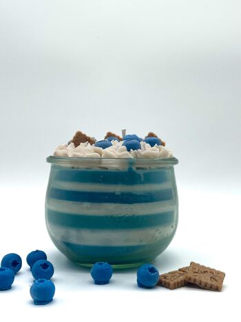 Bougie dessert "Blueberry Yoghurt" parfum myrtille-vanille - bougie parfumée dans un verre - cire de soja 1