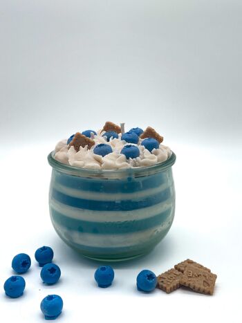 Bougie dessert "Blueberry Yoghurt" parfum myrtille-vanille - bougie parfumée dans un verre - cire de soja 3