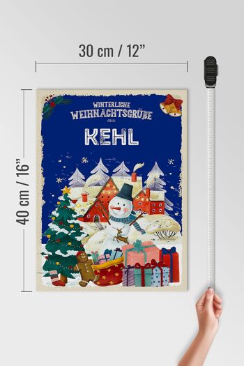 Panneau en bois Vœux de Noël KEHL Gift FEST 30x40cm 4