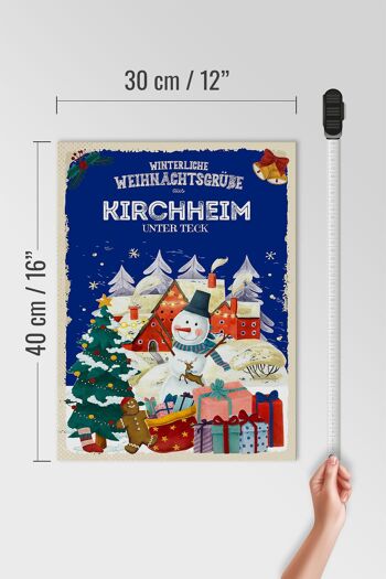 Panneau en bois voeux de Noël KIRCHHEIM UNDER TECK cadeau 30x40cm 4