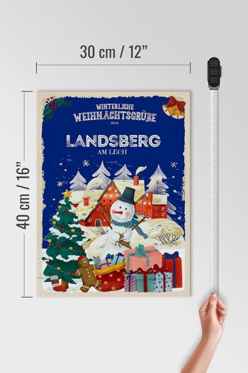Panneau en bois Vœux de Noël LANDSBERG AM LECH cadeau 30x40cm 4