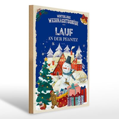 Cartel de madera Saludos navideños LAUF AN DER PEGNITZ regalo 30x40cm