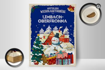 Panneau en bois Vœux de Noël LIMBACH-OBERFROHNA cadeau 30x40cm 2