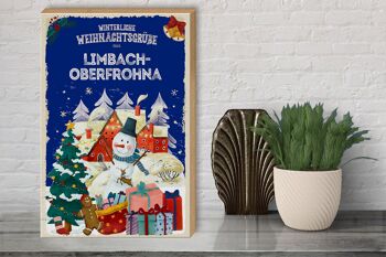 Panneau en bois Vœux de Noël LIMBACH-OBERFROHNA cadeau 30x40cm 3