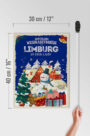 Panneau en bois Vœux de Noël LIMBURG AN DER LAHN cadeau 30x40cm 4