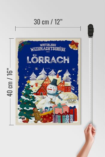 Panneau en bois Salutations de Noël de LÖRRACH cadeau 30x40cm 4